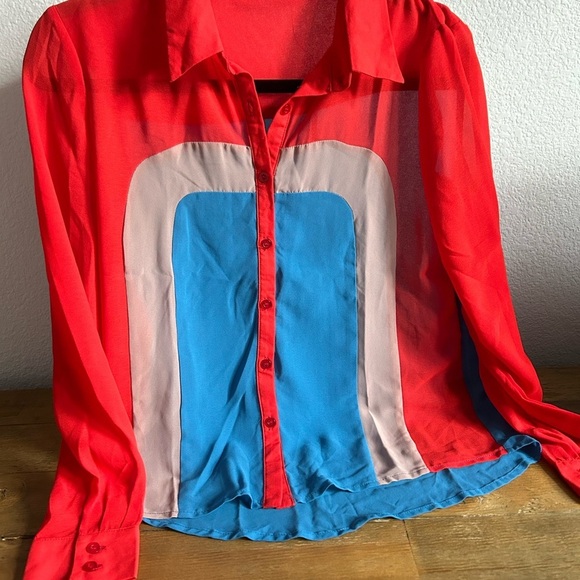 Jealous tomato Red and Blue Button-Up Shirt Business Casual Spiderman vibes - Picture 3 of 9